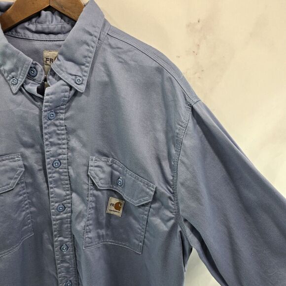 Carhartt Shirt Mens XL FR Fire Long Sleeve Button Down Blue CAT 2 ATPV 8.7 - Picture 12 of 13